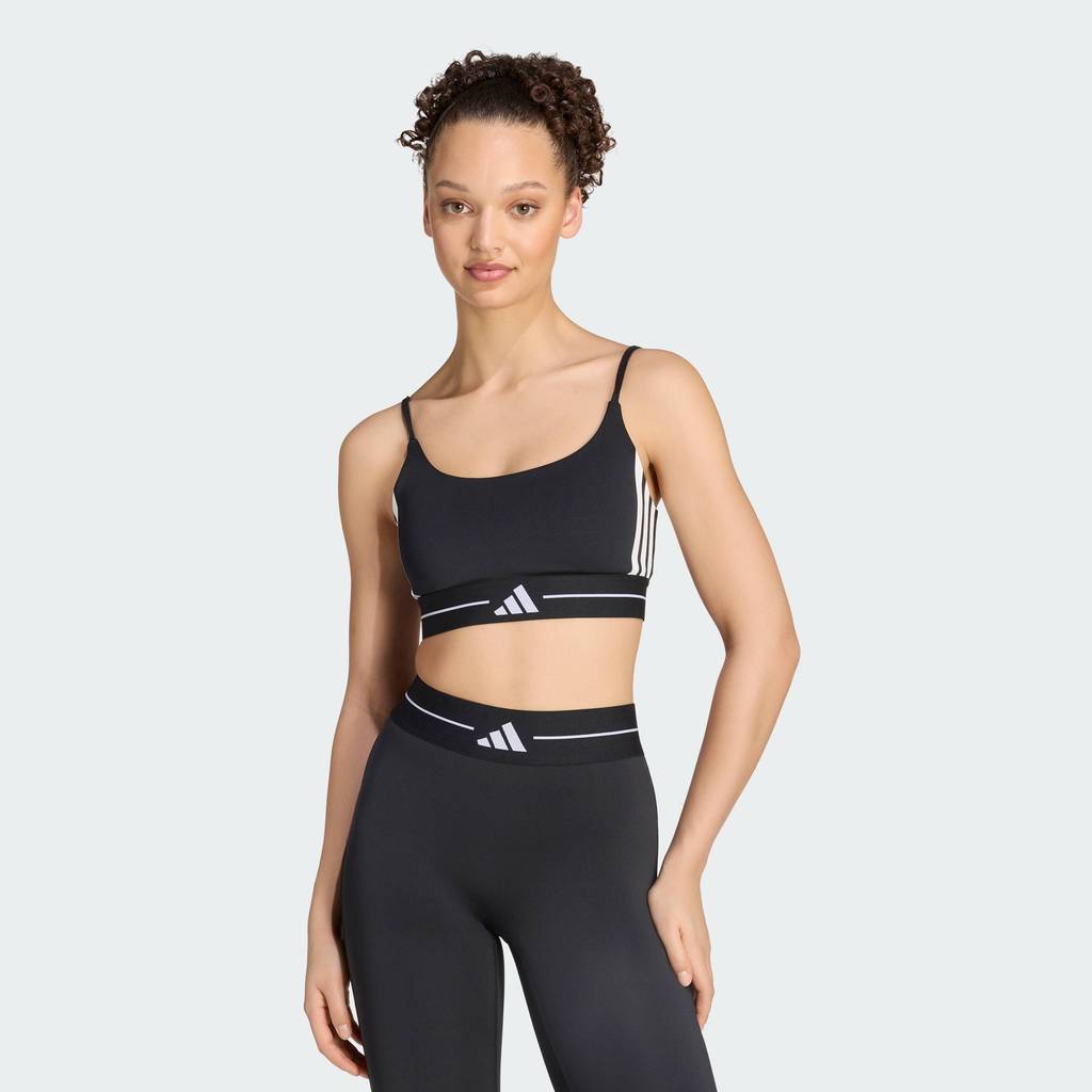 adidas Gym & Training Hyperglam 3-Stripes Light Support Padded Bra Women Black KW4415