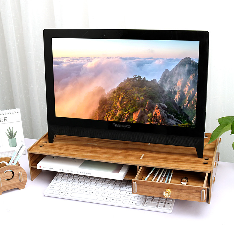 All-in-One จอคอมพิวเตอร์ความสูงชั้นวางวงเล็บสํานักงานเดสก์ท็อปคีย์บอร์ดกล่องเก็บลิ้นชักประเภท Organi