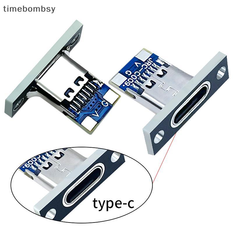 (time) 5 ชิ้น USB 3.1 ประเภท C Soet พร้อมแผ่นยึดสกรู Type-C USB Ja 3.1 Type-C 2Pin 4Pin หญิงเชื่อมต่อ Ja พอร์ตชาร์จ (TH)