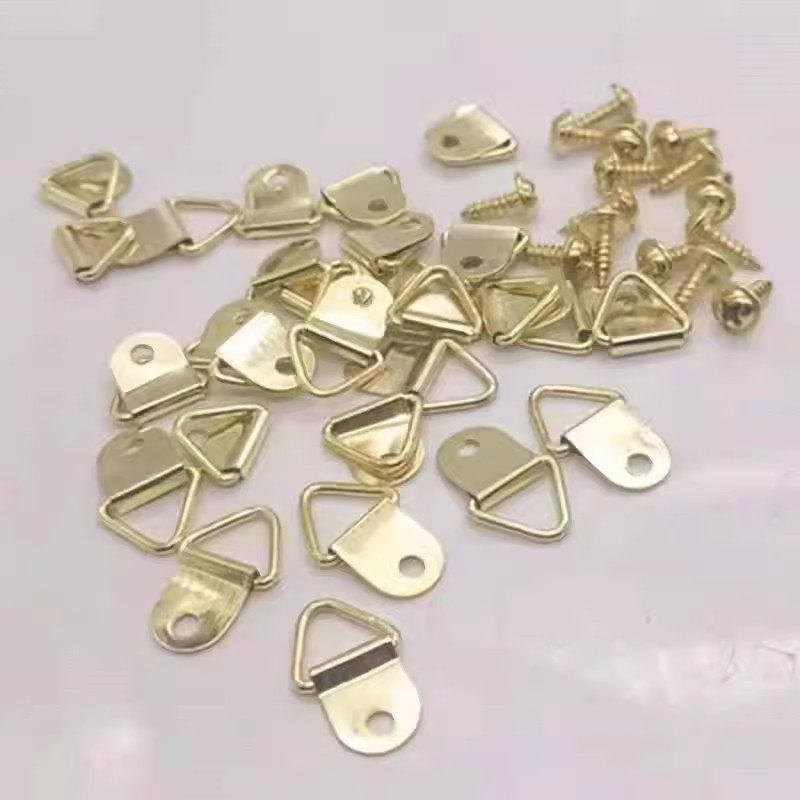 三角挂环五金挂扣画框相框挂钩配件中号吊环金中三角挂吊环送螺丝Picture frame hook accessories, triangular hanging ring, hardware hang