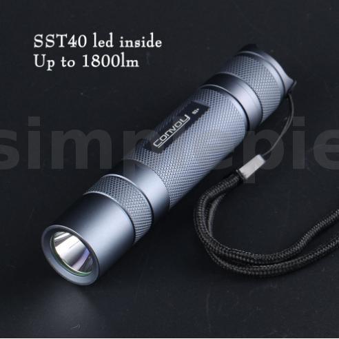 Convoy S2 + 1800lm ความสว่าง SST40 LED High Lumen กันน้ําออกแบบไฟฉายกีฬากลางแจ้ง High CRI LED การจัดการการป้องกันอุณหภูมิไฟฉาย LED ขนาดเล็ก