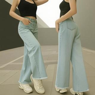 Women Retro Distressed High Waist Mom Jeans Loose Baggy Wide Leg Casual Denim Pants