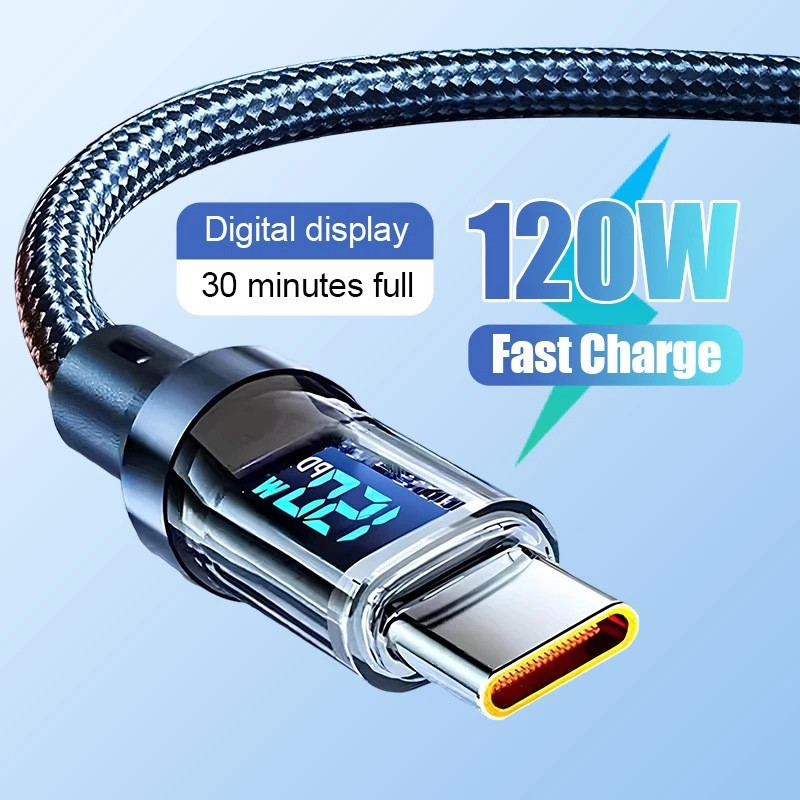 Rideon สายชาจแบตเร็ว 120W/6A สายชาร์จUSB Type C รองรับLED สายยาว1เมตร2เมตร