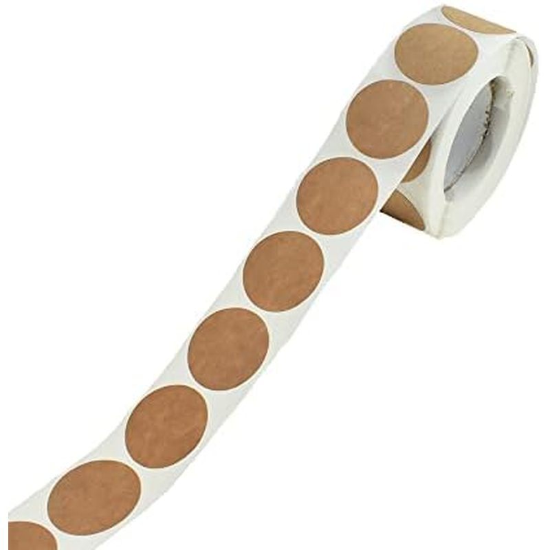 HAHIYO 1.5In 500P Round Natural Brown Kraft Stickers with Vintage Flower Design - 4 Unique Styles Bl