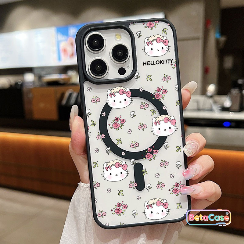 เคสโทรศัพท์ลายแมวสีชมพู น่ารักหวาน แบบดูดแม่เหล็ก รองรับ iPhone 12 13 14 15 16 17 13Pro 14Pro 15Pro 16Pro Max Plus ราคา ถูกที่สุด ดีลบีเคเค แกลเลอรีภาพที่ 2