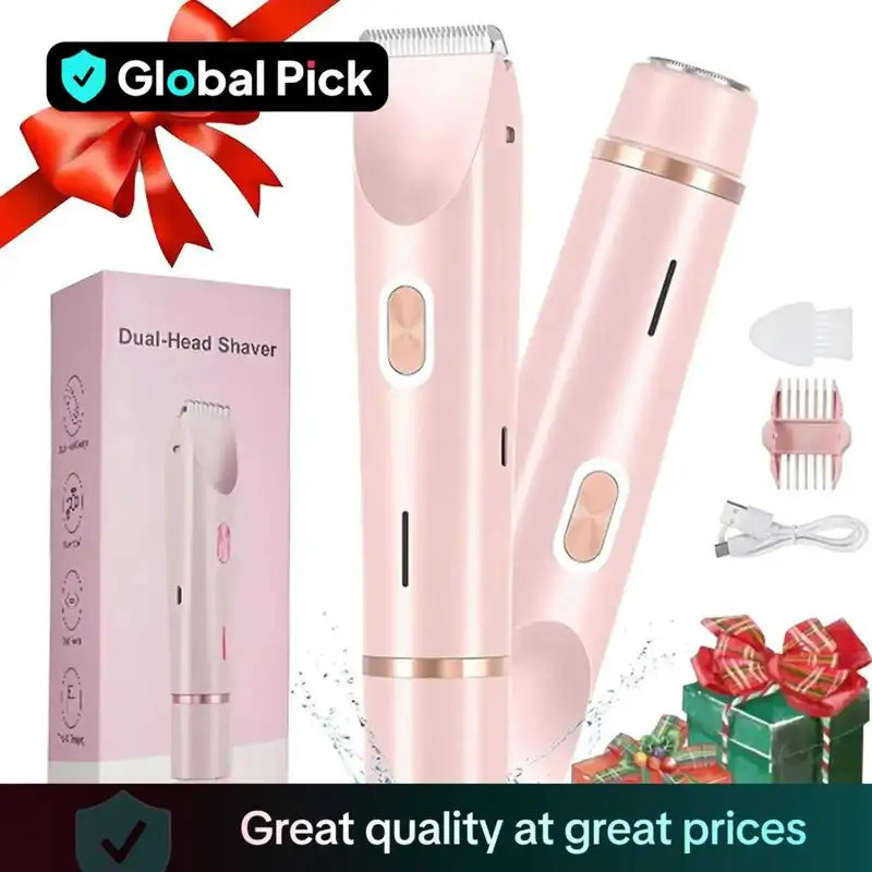 Electric Bikini Trimmer for Women, Rechargeable 2 in 1 Body & Facial Hair Removal, Waterproof Wet & 