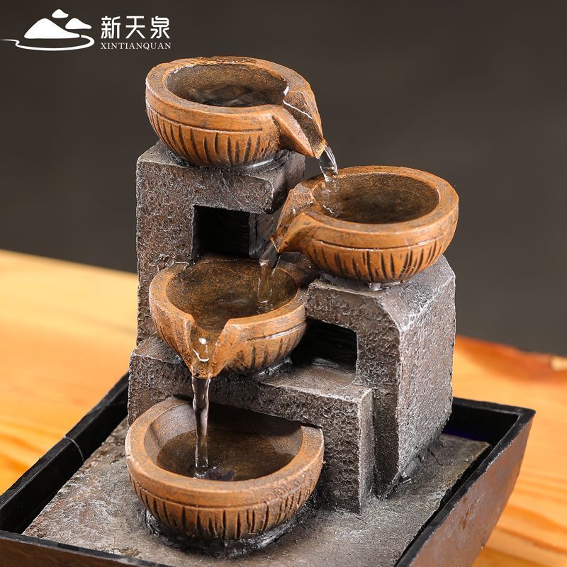 Xintianquan Automatic Water Fountain Wealth Lucky Chinese Tea Table Office Desk Decor