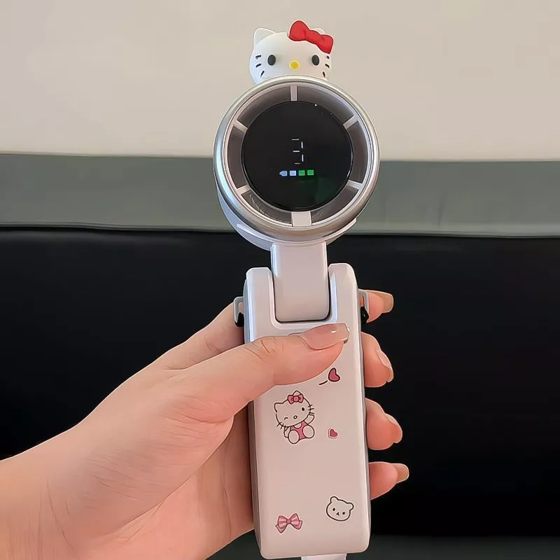 พัดลมไร้ใบ HelloKitty มือถืออายุการใช้งานแบตเตอรี่ยาวนานมินิแบบพกพาเงียบสามารถแขวนคอได้