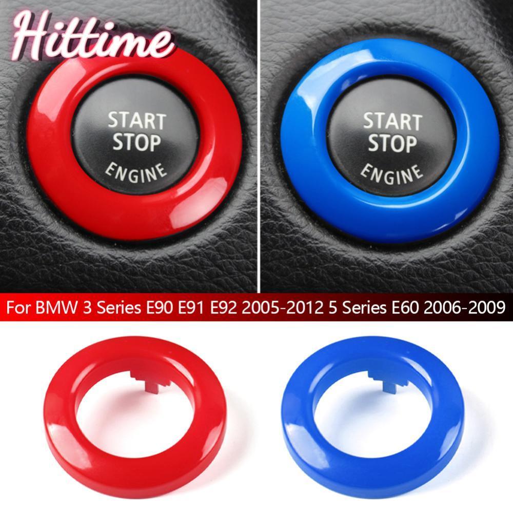 HITTIME รถ Push Start ปุ่มฝาครอบแหวนสําหรับ BMW 3 Series E90 E91 E92 2005-2012 5 Series E60 2006-200