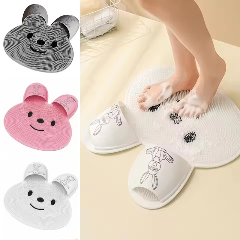 🏠Jibbyhome🏠แผ่นขัดเท้าซิลิโคน รูปกระต่าย แผ่นขัดหลัง ยึดติดพื้น หรือผนังได้ ป้องกันการลื่น #AP-0027