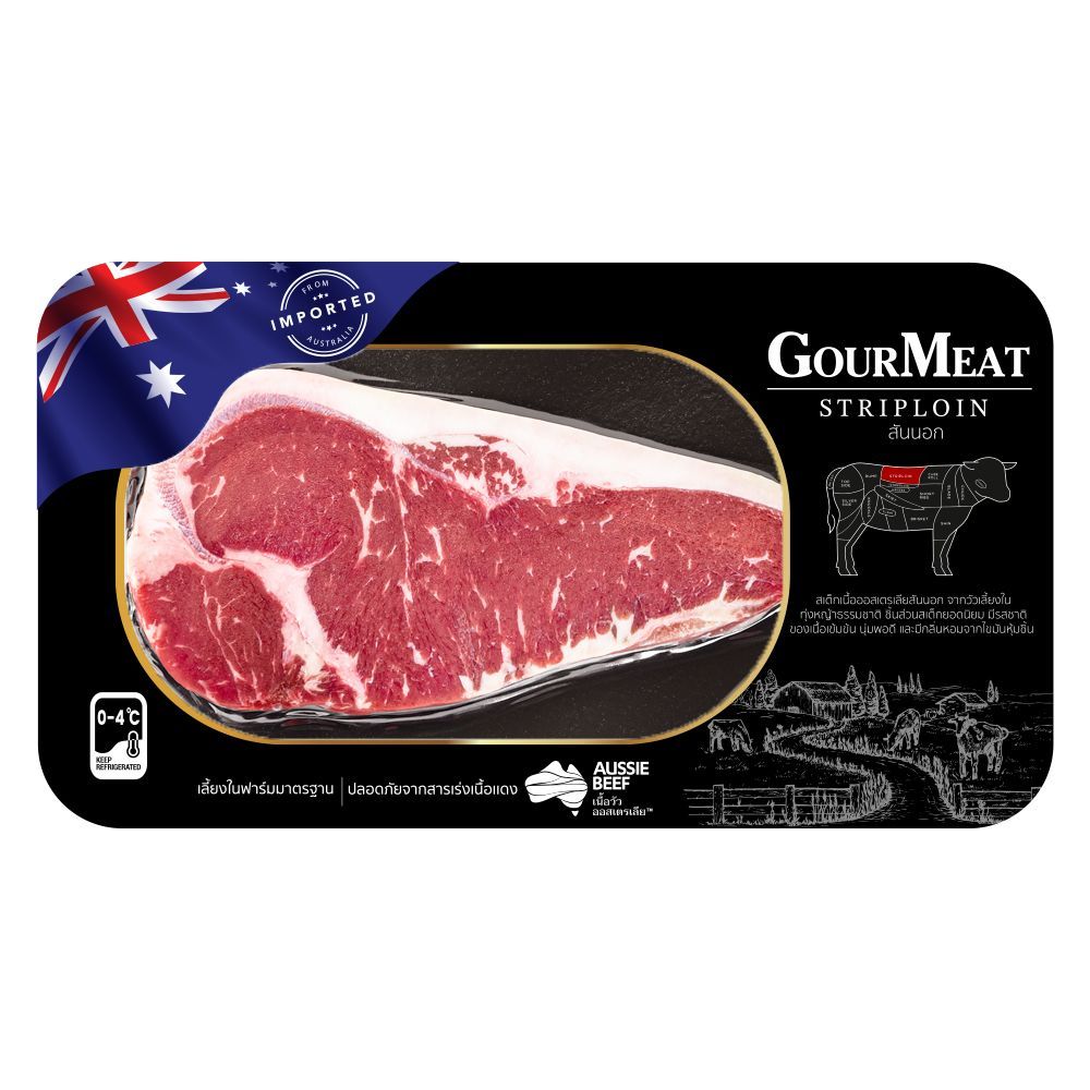 [สินค้าส่งด่วน] กูร์มีท เนื้อสันนอกวัวออสเตรเลีย 180 กรัม GOURMEAT AUSTRALIAN STRIPLOIN 180 G