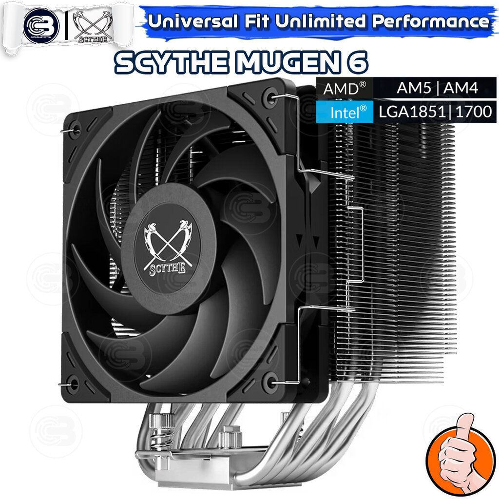 [CoolBlasterThai] SCYTHE MUGEN 6 CPU Cooler Single Tower 6 Heatpipes (AM5/LGA1851 Ready)