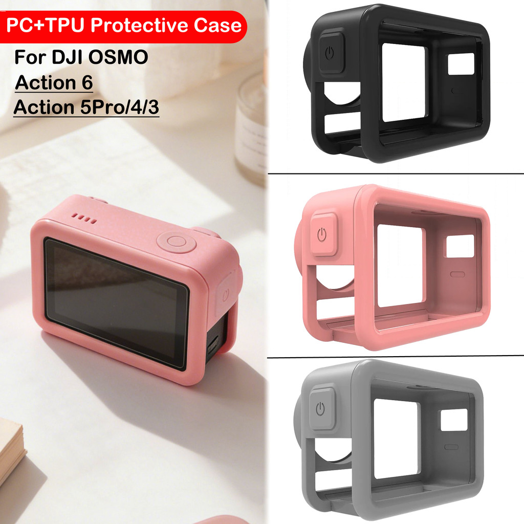 ปลอกกันกระแทก PC+TPU สําหรับ DJI Osmo Action6/5Pro/4/3 ป้องกันตก ปกอ่อน อุปกรณ์เสริมกล้อง