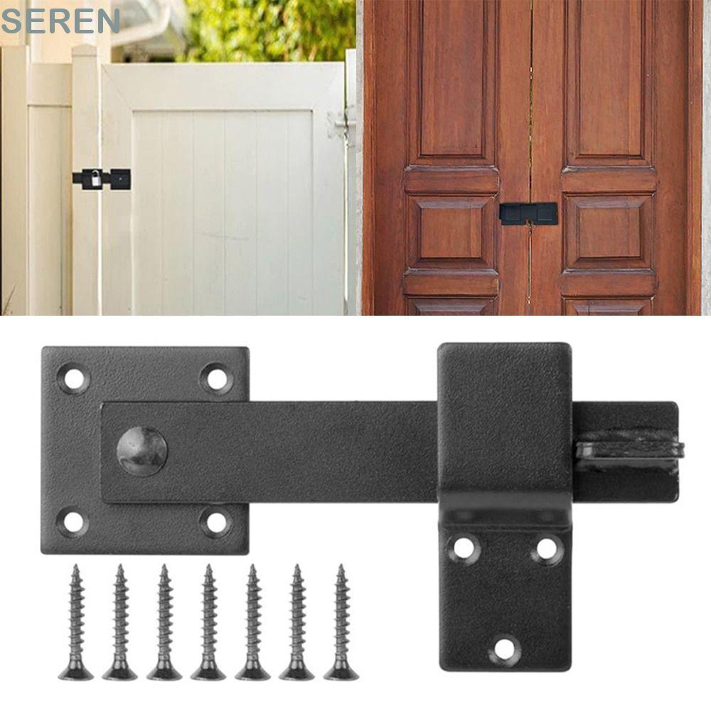 SEREN Flip Gate Latch, 360 องศาหมุนเหล็กคาร์บอน Barn ล็อคประตู, ฮาร์ดแวร์ความปลอดภัยชนบทสีดําปรับล็อคประตูความปลอดภัย Barn