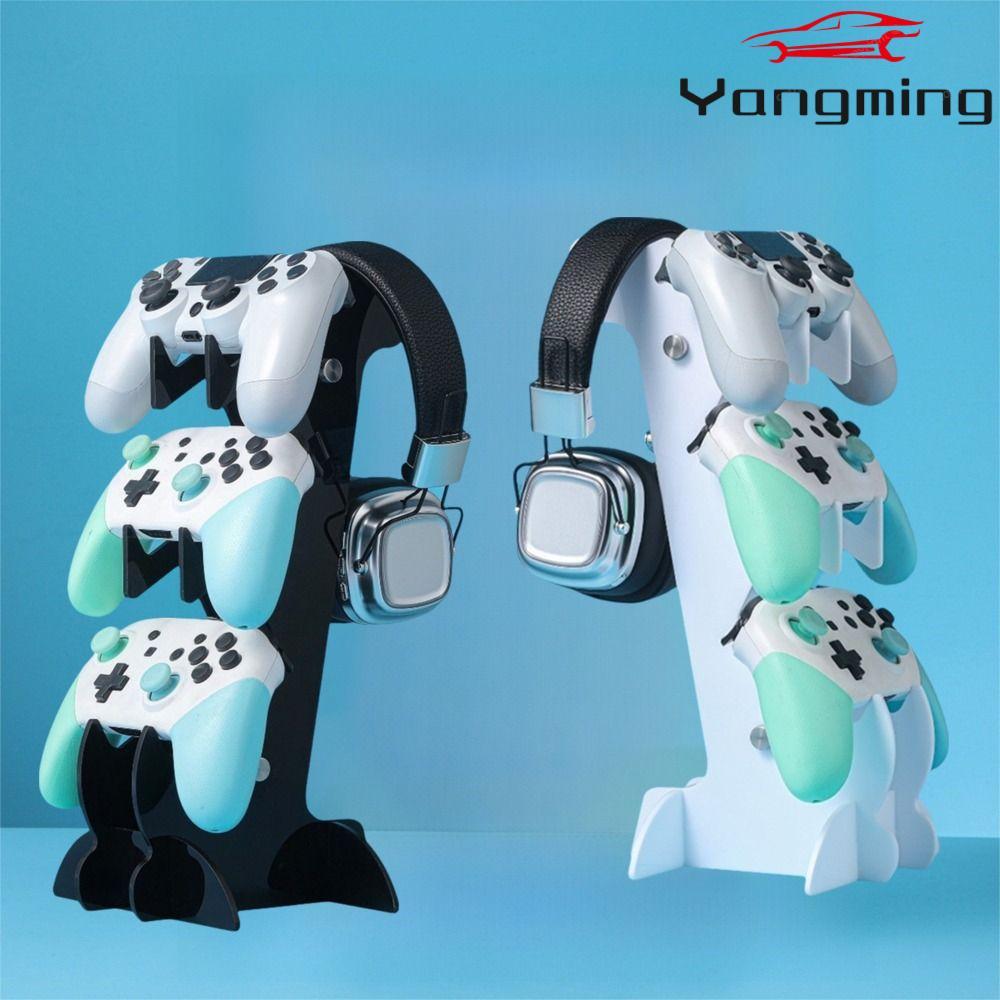 YANGMING ขาตั้งคอนโทรลเลอร์สําหรับเล่นเกม, ขาตั้งหูฟังสามชั้นที่ทนทาน, อุปกรณ์เสริมสําหรับเล่นเกมที่วางจอแสดงผลเกมแพดอะคริลิคสําหรับ PS5/PS4/Xbox/Switch