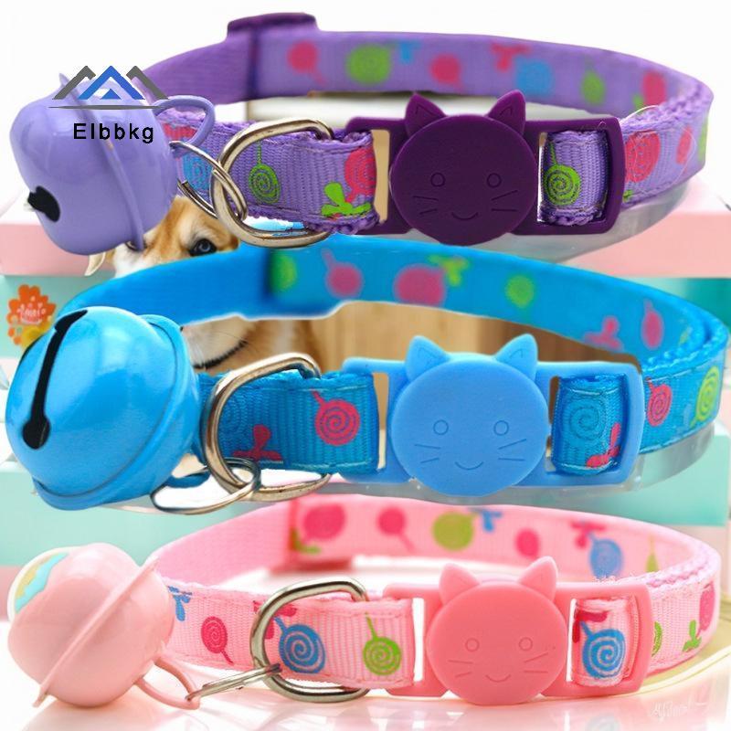 EIbbkg ปรับการ์ตูนสีแมว Bule Lollipop Bell ปลอกคอแมว 1.0 หัวแมวความปลอดภัย Bule COLLAR สัตว์เลี้ยงปลอกคอสุนัขอุปกรณ์สัตว์เลี้ยงลดราคา