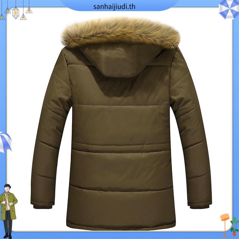 10112MM เสื้อโค้ทผู้ชาย หนามาก แต่งฮู้ดเฟอร์ กระเป๋าใหญ่ ❄ กันหิมะ