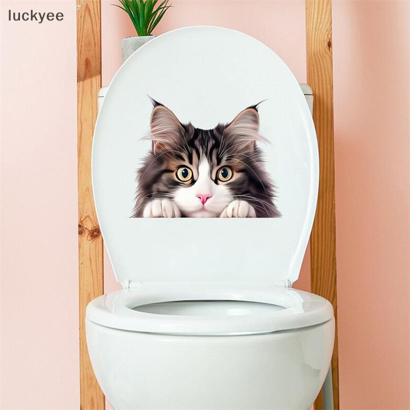 Luckyee น่ารัก Little Cat ห้องน้ําที่นั่ง Stier บ้านห้องน้ําห้องน้ําถัง Decals ประตู Stiers Wall Sti