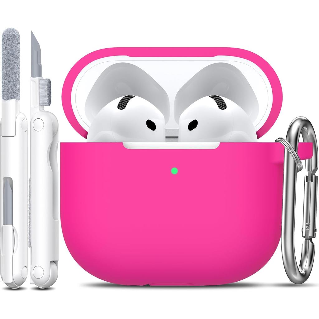 R-fun AirPods 4 Case พร้อมชุดทําความสะอาด, ฝาครอบซิลิโคนอ่อนนุ่มป้องกันเต็มรูปแบบพร้อมพวงกุญแจสําหรั