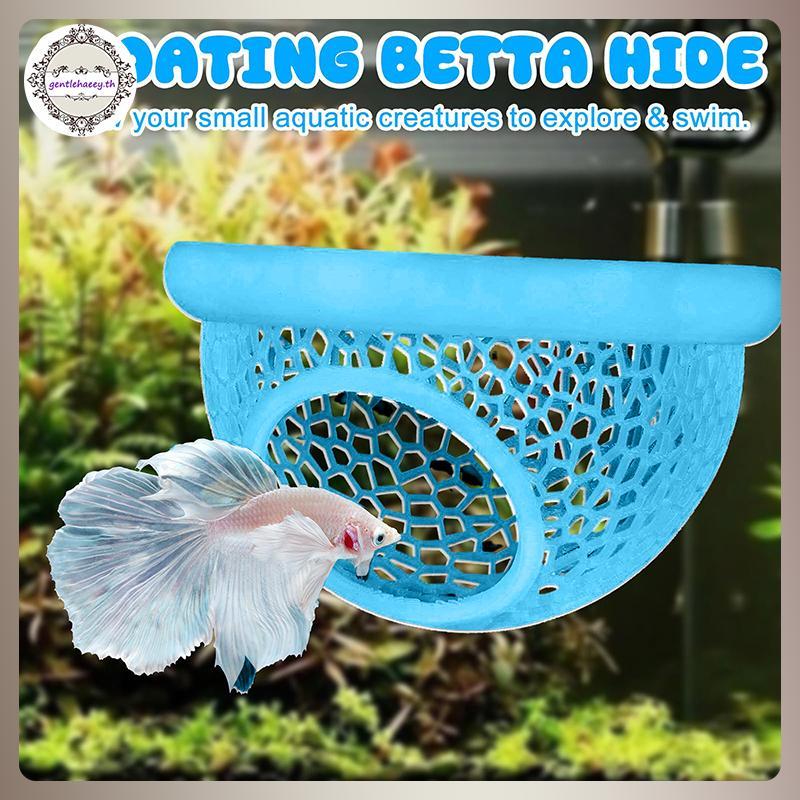 GG ลอย Betta Hide & กุ้ง Cave – พิพิธภัณฑ์สัตว์น้ํา 3-in-1, แหวนป้อนลอยและจุดพักผ่อน – 3D พิมพ์ Bett
