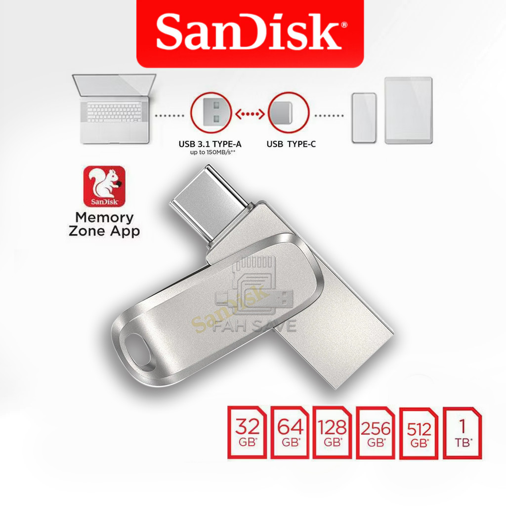 SanDisk Ultra Dual Drive Luxe USB Type-C 32GB 64GB 128GB 256GB (SDDDC4) แฟลชไดรฟ์ Flashdrive iPadPro