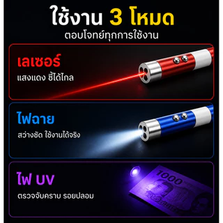 เลเซอร์ล่อแมว LED ไฟฉายล่อแมว ไฟฉายพวงกุญแจ 3 in 1 เลเซอร์สีเขียว แสงเลเซอร์ล่อแมว ของเล่นแมว พร้อมส่ง ล่อแมว