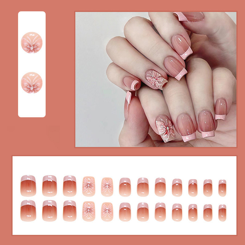 R855 [2026 มาใหม่] เล็บปลอมสำเร็จรูป เล็บปลอมยาว กันน้ำ หลากหลายสไตล์ 24 ชิ้น