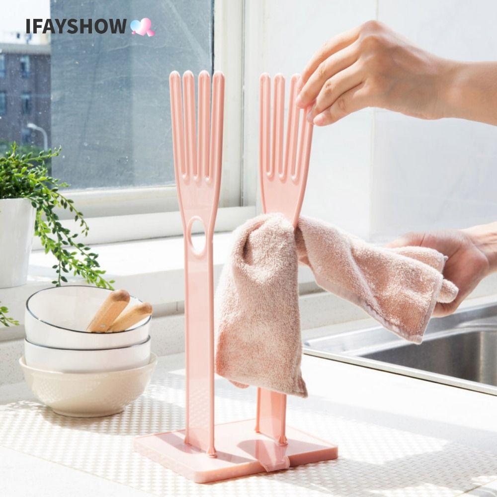 IFAYSHOW ถุงมือราวตาก, ที่ใส่เครื่องเป่าถุงมือสีฟ้า/สีชมพูแบบใช้ซ้ําได้, มัลติฟังก์ชั่นในครัวเรือนทุกวันใช้ถุงมือพลาสติกที่ถอดออกได้ที่วางขาตั้งครัว