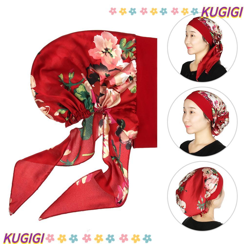 KUGIGI Cancer Head Scarf Women Pre-Tied Print Elastic Chemo Pirate Cap