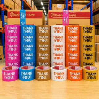 เทปกาว พิมพ์ลาย THANK YOU เทปยิ้ม กว้าง 2 นิ้ว ยาว 20 หลา/45 หลา/100 หลา (1-6 ม้วน)