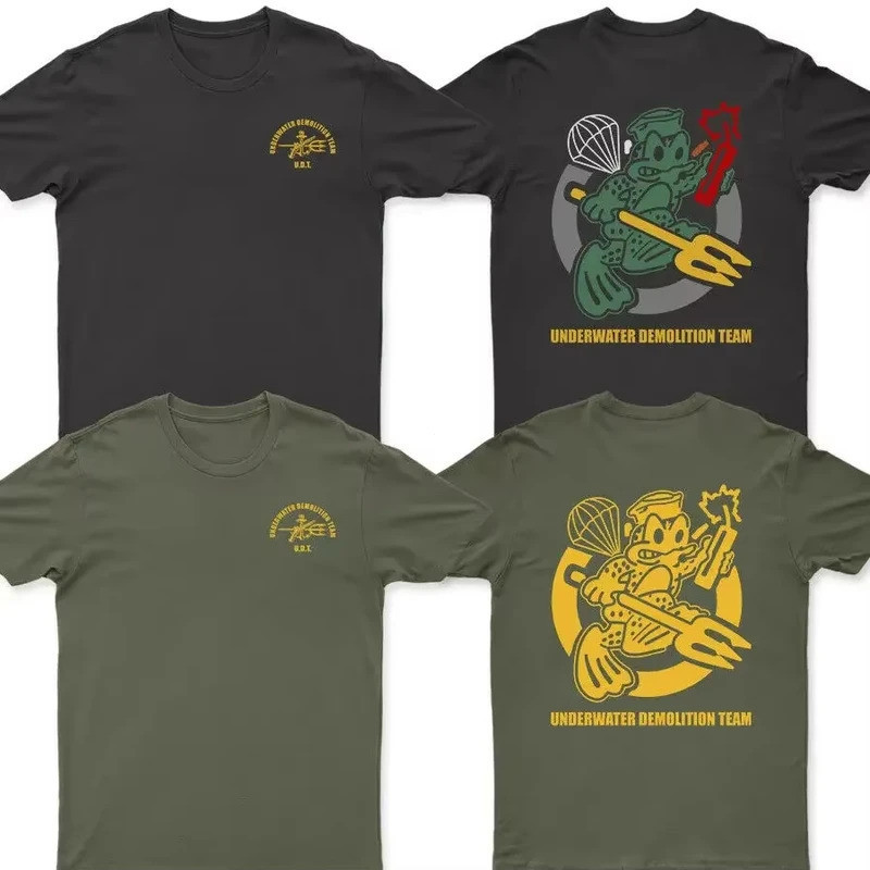 เสื้อยืดใหม่ของหน่วยดำน้ำใต้น้ำ UDT เสื้อยืดคอตตอนแขนสั้นคอโอสำหรับผู้ชาย