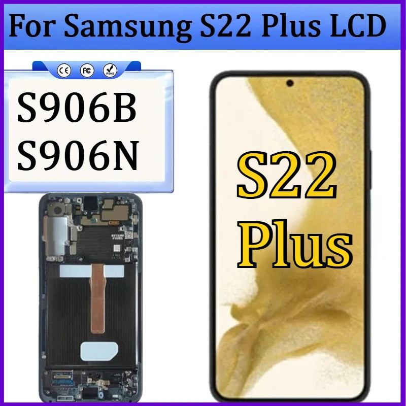 TFT/OLED สําหรับ Samsung S22 Plus S906B S906N จอแสดงผล LCD Touch Screen Digitizer กรอบสําหรับ Samsum