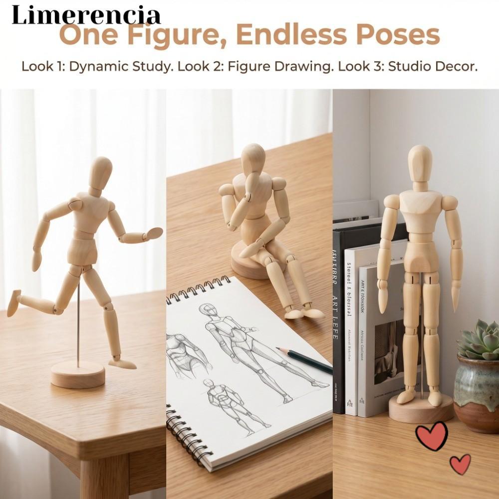 LIMERENCIA หุ่นไม้, 81.97in ข้อต่อข้อต่อแบบร่าง, ปรับท่าทาง Flexibly Posed เนื้อไม้ธรรมชาติการ์ตูนวา