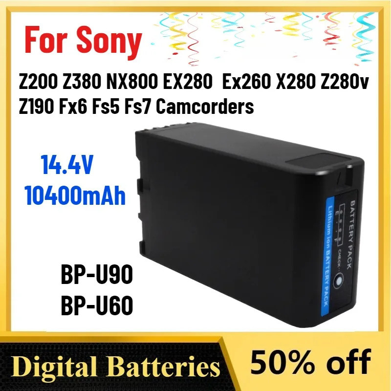 ความจุสูง 10400mAh 14.4V BP-U90 BP-U60 แบตเตอรี่สําหรับ Sony Z200 Z380 NX800 EX280 Ex260 X280 Z280v 