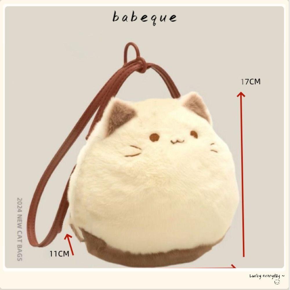 Babeque Furry Cat Bag,น่ารักระดับสูงลักษณะตุ๊กตาลูกแมวกระเป๋าถือ,ตุ๊กตาPlushแฟชั่น 2024 กระเป๋าสะพายข้างสําหรับผู้หญิง