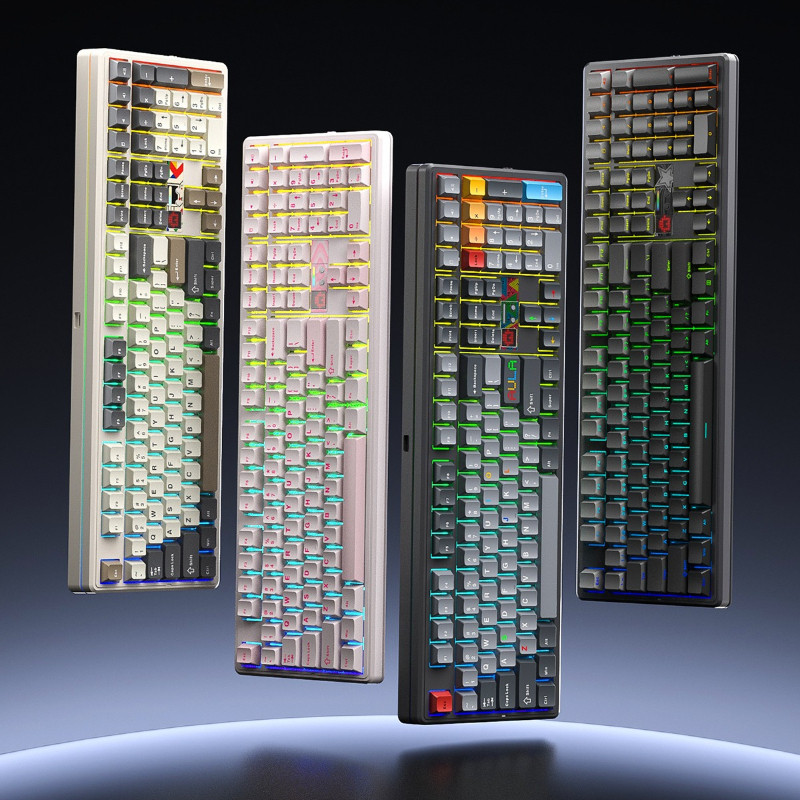AULA F108Pro V2 Tri-Mode Mechanical Keyboard, Matrix สมาร์ทจอแสดงผล RGB 10000mAh แบตเตอรี่ขนาดใหญ่, 