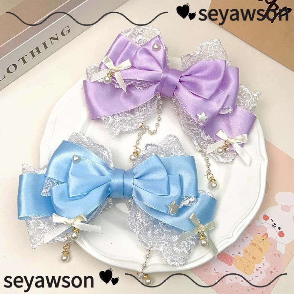 กิ๊บติดผมโบว์ลูกไม้ handmade เพอร์ل สำหรับคอสเพลย์และสไตล์เจ้าหญิง