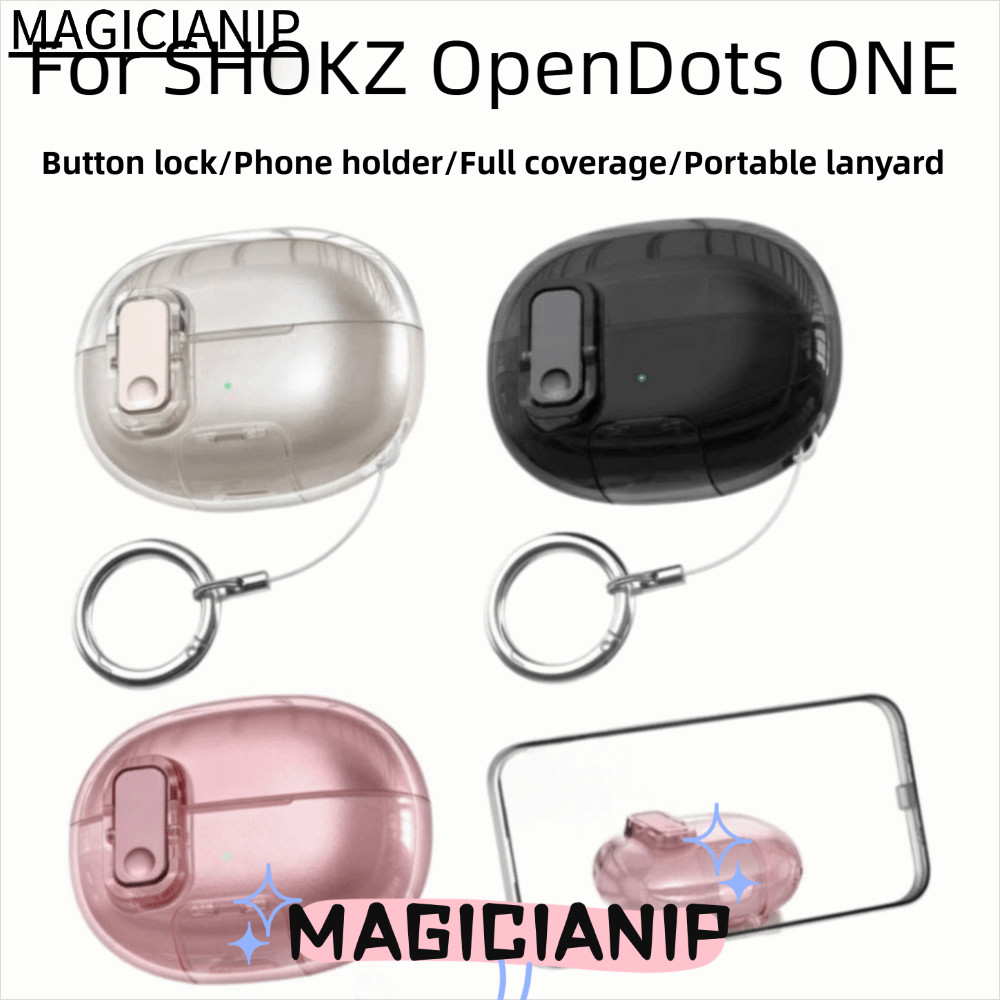 MAGICIANIP ขาตั้งโทรศัพท์,ป้องกันการล่มสลายพร้อมพวงกุญแจความปลอดภัยล็อคหูฟัง,แบบพกพาหนากันฝุ่นสวมใส่กล่องชาร์จแขนสําหรับSHOKZ OpenDots ONE