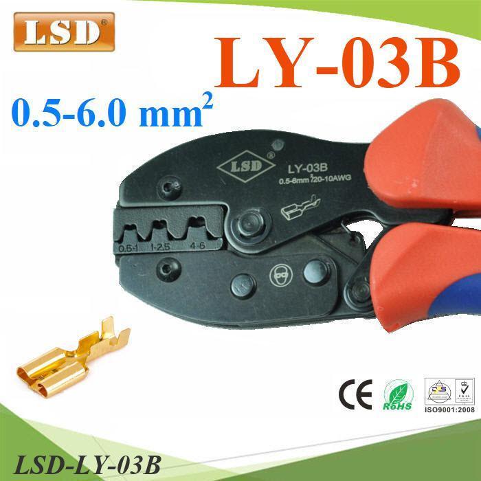 คีมย้ำหางปลา LSD LY-03B ย้ำหัวสายไฟ แบบไม่มีฉนวน ขนาด 0.5-6 Sq.mm.