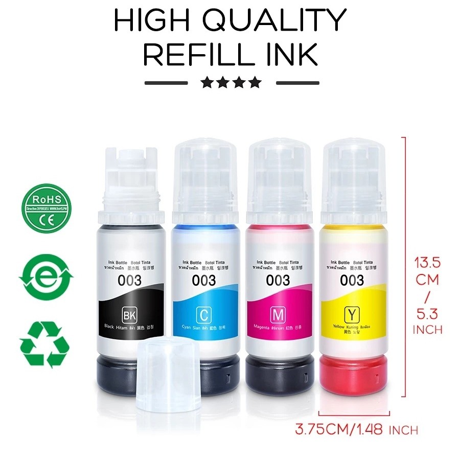 Epson หมึกเติมพรีเมียม 003 Epson สำหรับ Epson 003 สีดำ ใช้ได้กับ Epson 3110 และ L3150 ขนาด 70 มล.