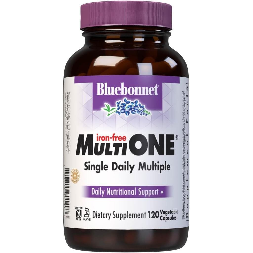 Bluebonnet Nutrition Multi (Iron ) แคปซูลผัก Complete Full Spectrum Multiple B s General Health Glut