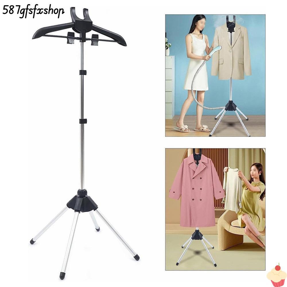 SWEETHOME ชั้นวางรีดผ้าแบบตั้งพื้น, อลูมิเนียมอัลลอยด์ Scalable Steamer Stand, ชั้นยืน Quadrangle Bracket สีดํา/สีเทาเสื้อผ้า Steamer Holder รีดผ้าไอน้ํา