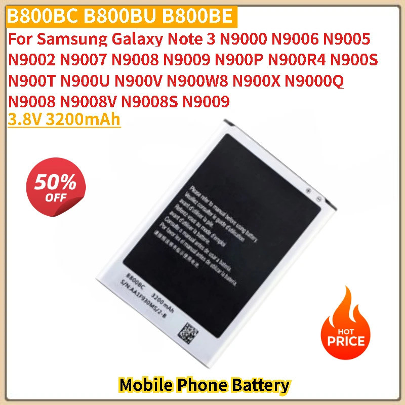 3.8V 3200mAh แบตเตอรี่โทรศัพท์มือถือ B800BC B800BU B800BE สําหรับ Samsung Galaxy หมายเหตุ 3 N9000 N9