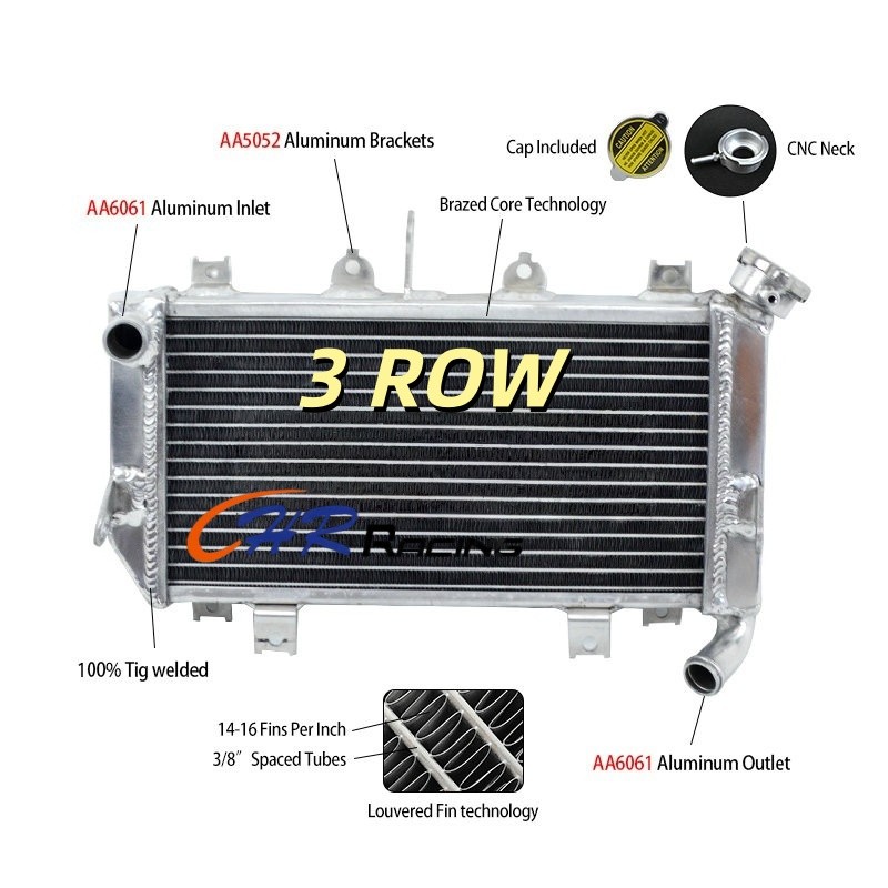 3 ROW หม้อน้ําอลูมิเนียมใหม่สําหรับ Kawasaki Ninja 400 EX 400 EX400 2018 2019 2020 2021 2022 2023