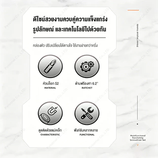 ชุดไขควงช่าง ใช้ได้ทั้งงานซ่อมและประกอบ เหมาะกับไขควงหัวแบน หัวแฉกและหัวดาว ชุดบล็อกด้ามฟรี 42/24 in 1 ใช้งานหลากหลาย