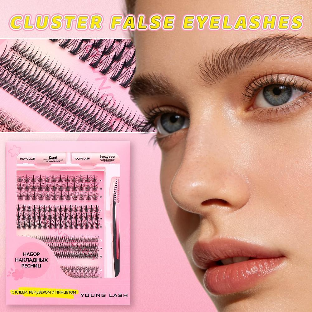 Diy Eyelash กาวชุดสําหรับคลัสเตอร์เดี่ยว Voluminous การ์ตูน Fishtail Lash Extensions พร้อม B5u4
