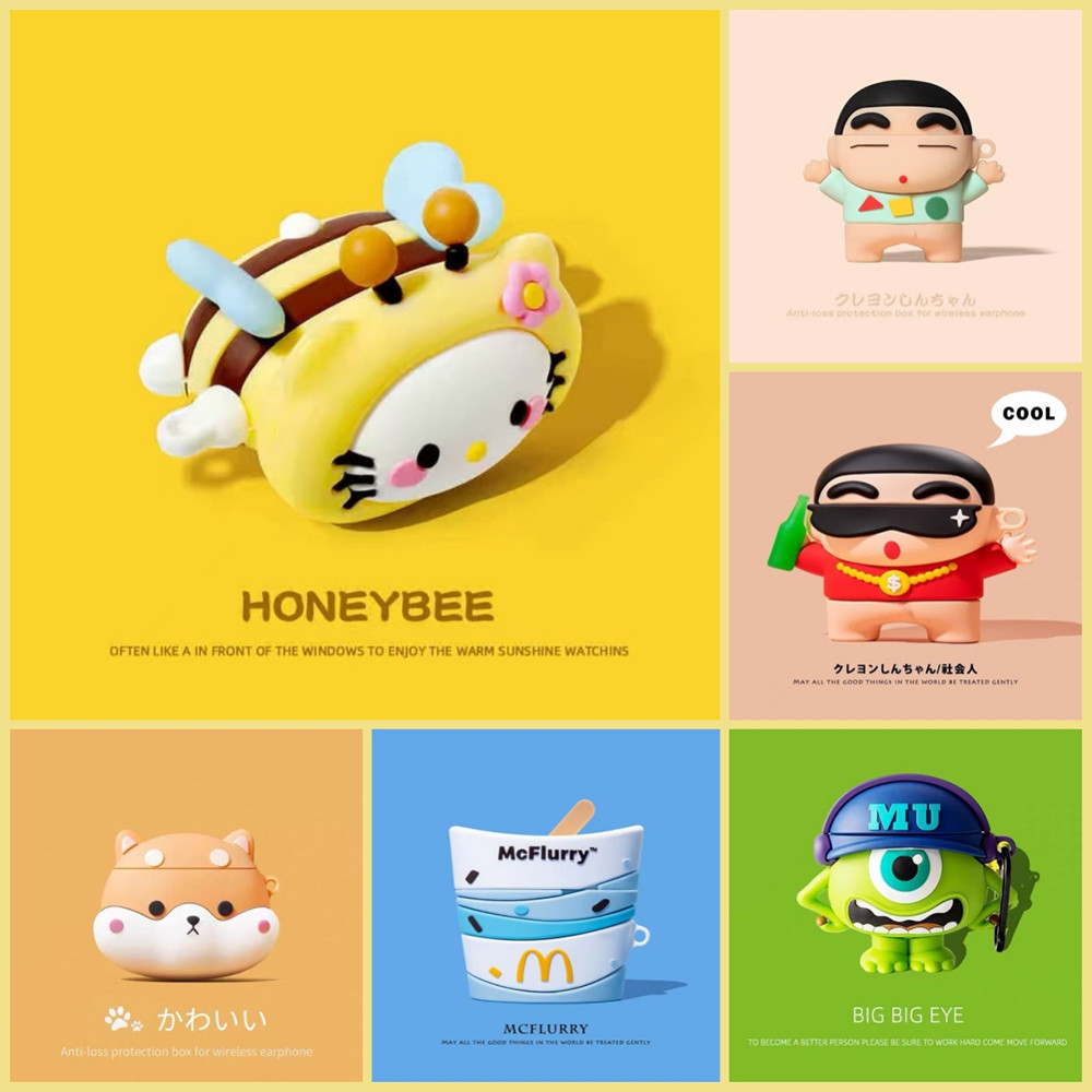 Bee Cat สุนัขไอศกรีมจี้ สําหรับ AirPods Pro3/Pro/Pro2/4/3/2/1 ปลอกหูฟังซิลิโคน