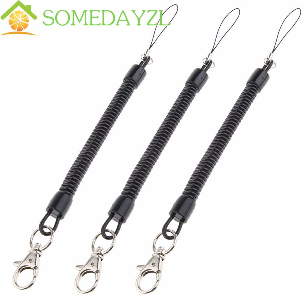 SOMEDAYZL Bungee Cord Running Phone Rope Anti-Loss Strap Spring Rope Black Spiral Phone Line Key Lanyard