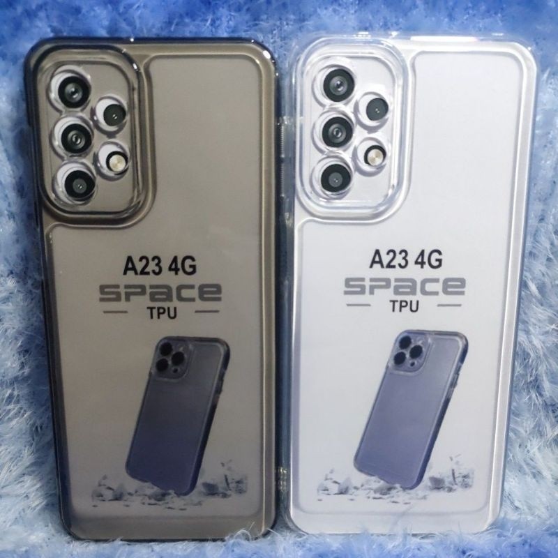 Original Space Transparent Case Samsung A23 4G/5G Silicone 2.1MM+Protec Camera สีดําใส