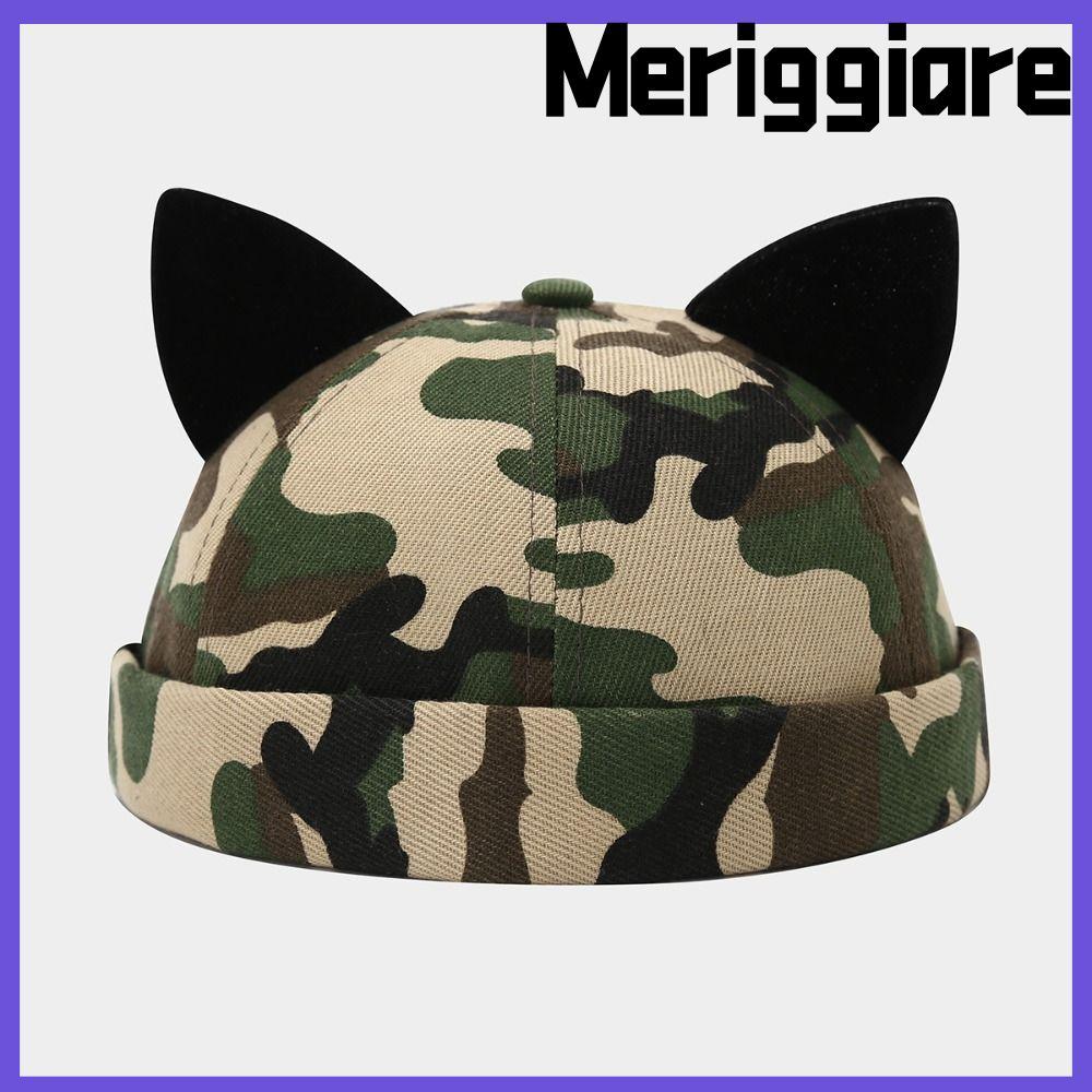 MERIGGIARE Brimless Skull Cap, Rolling Cuff Melon Docker Cap, Hip Hop Black Cat Ears หมวกหมวกหมวกปรั